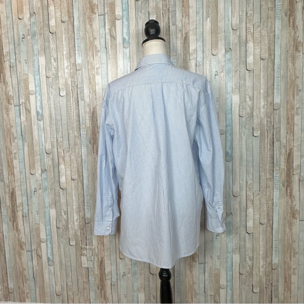 System of Motion 14 10 Blue Stripe Walter Shirt Button Down Top Travel Career - Picture 6 of 13